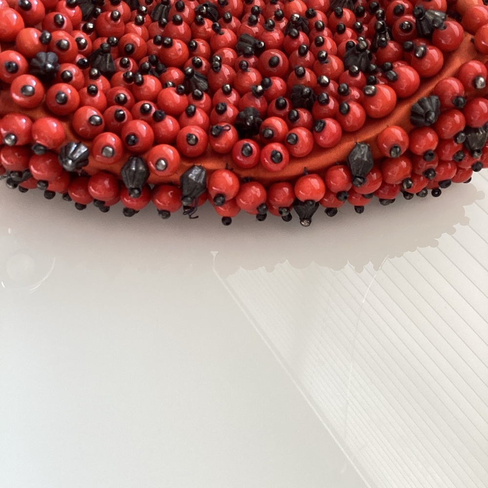 Christiana Orange/ Black Beaded Mini Handbag - Picture 3 of 5